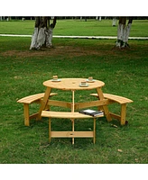 Waterproof Picnic Table with Umbrella Hole and Benches for 6