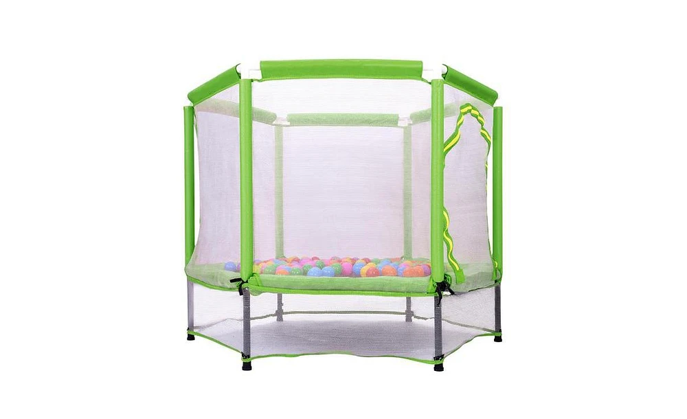 Slickblue 55" Toddlers Trampoline with Safety Enclosure Net & Balls