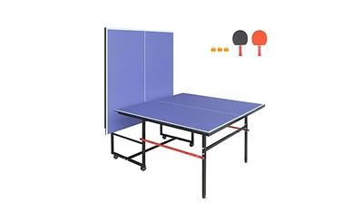 Slickblue 8FT Foldable & Portable Table Tennis Table Set – Mid-Size Ping Pong Table for Indoor/Outdoor Games