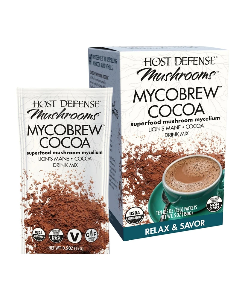 Host Defense MycoBrew Cocoa - Cocoa Powder Drink Mix Includes Lion's Mane Mushroom