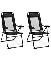Sugift 4 Pieces Patio Garden Adjustable Reclining Folding Chairs with Headrests