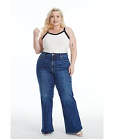 Bayeas Women's Linda High Rise Wide Leg Jeans Deep Sea