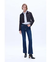 Bayeas Women's High Rise Flare Leg Jeans With Slit Hem Sapphire