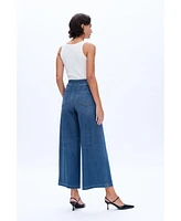 Bayeas Women's High Rise Wide Leg Flare Jeans Bluebell