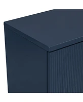 Vertical Stripes and Wavy Design of a Four-Door Cabinet Cabinet Suitable for Hallway, Entryway, Living Room
