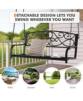 Inolait Outdoor 2-Person Metal Porch Swing Chair with Chains