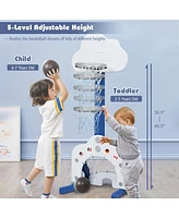 Hongge 3-in-1 Kids Adjustable Basketball Hoop Set with Balls