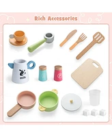 Hongge Kids Kitchen Playset with Microwave and Coffee Maker for Ages 3+
