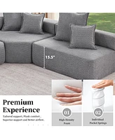 Luxury Boucle L-Shaped Sectional Sofa Bed: Spacious and Convertible