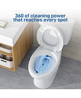 gaomon Two-Piece Elongated 1.28 Gpf Siphonic Flush Toilet with Soft Close Seat, Universal Height Ada Cotton (Toilet Seat Included)