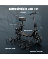 Gyroor Adults Electric Scooter with Large Middle Basket, 550W Motor 18.6 Mph 20 Mile Distance, Foldable E-Scooter with seat for Pets & Cargo