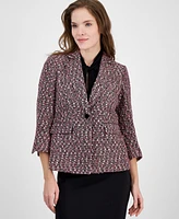 Anne Klein Women's Notched-Collar Single-Button 3/4-Sleeve Jacket