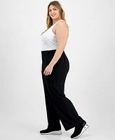 Id Ideology Plus Wide-Leg Pull-On Ankle Pants, Exclusively at Macy's