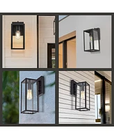 Flynama Dusk to Dawn Sensor Outdoor Wall Light, Waterproof Outdoor Wall Lamps, Wall Sconce with Seeded Glass, Matte Black