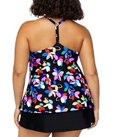 Island Escape Plus Size Printed Racer Back Tankini Plus Size Tummy Control Swim Skirt Exclusively At Macys