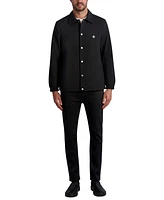 Karl Lagerfeld Paris Men's Slim Fit Textured Snap-Front Logo Jacket