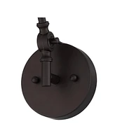 360 Lighting Wray Industrial Adjustable Swing Arm Wall Lamp Rich Bronze Metal Hardwired Light Fixture Up Down for Bedroom Bedside House Reading Living