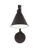 360 Lighting Wray Industrial Adjustable Swing Arm Wall Lamp Rich Bronze Metal Hardwired Light Fixture Up Down for Bedroom Bedside House Reading Living