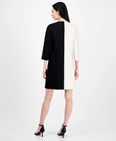 Anne Klein Women's Colorblocked 3/4-Sleeve Shift Dress