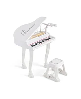 Hongge 37 Keys Kids Piano Keyboard with Stool and Piano Lid-White