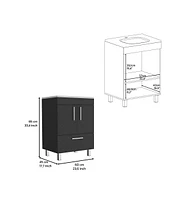 Depot E-Shop Essential Single Bathroom Vanity, One Draw, Double Door Cabinet, Black