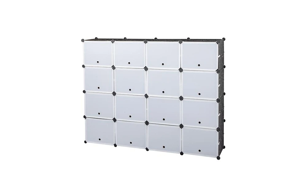 Slickblue 8-Tier Portable Shoe Rack Organizer with 64-Pair Capacity, Expandable 32-Grid Storage Tower for Heels, Boots, and Slippers
