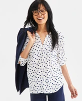 Style & Co Women's Printed Johnny Collar Shirt, Exclusively at Macy's