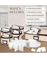 Florida Brands 5-Piece Set China Storage Containers with Dividers - Holds Set of 12 Dinnerware