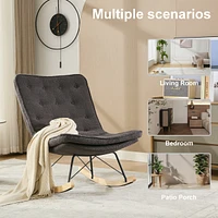 Streamdale Furniture Teddy Fleece Rocking Chair with Ergonomically Curved Backrest