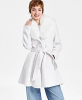 Guess Women's Eve Faux-Fur-Collar Belted Coat