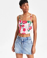 Guess Women's Raissa Floral Smocked-Back Bustier Top