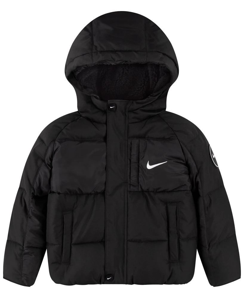 Nike Toddler Boys Mixed-Media Hooded Puffer Jacket