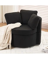 Streamdale Furniture Teddy Fabric Swivel And Storage Chair With Back Cushion For Living Room