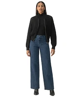 Sanctuary Women's Stepping Out Cotton Open-Knit Bomber Jacket