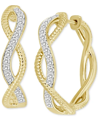 Diamond Textured Twist Hoop Earrings (1/2 ct. t.w.) in 10k Gold