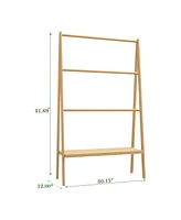 Slickblue Mdf Ladder Towel Rack with Storage Shelf for Stylish Bathroom Organization