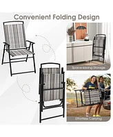 Sugift Set of 2 Patio Folding Sling Chairs Space-saving Dining Chair