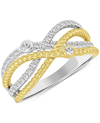 Diamond Crossover Openwork Statement Ring (1/3 ct. t.w.) in 10k Two-Tone Gold