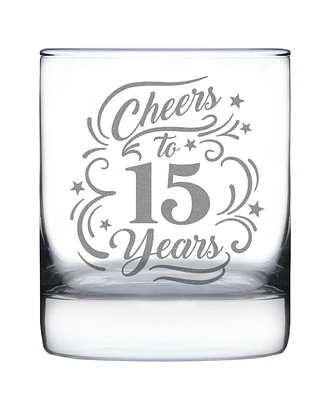 Bevvee Cheers to 15 Years Whiskey Rocks Glass