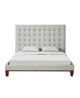 Inspired Home Telford Linen Button Tufted Platform Bed King Size