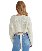 Steve Madden Women's Kessie Cable Knit Tie Back Sweater