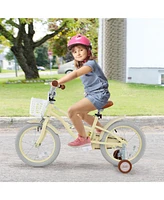 Hongge 14/16/18 Inch Kids Bike Adjustable with Training Wheels Ages 3-8 Years Olds-16 inches