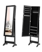 Costway Jewelry Mirrored Cabinet Armoire Organizer Storage Box w/ Stand Christmas Gift