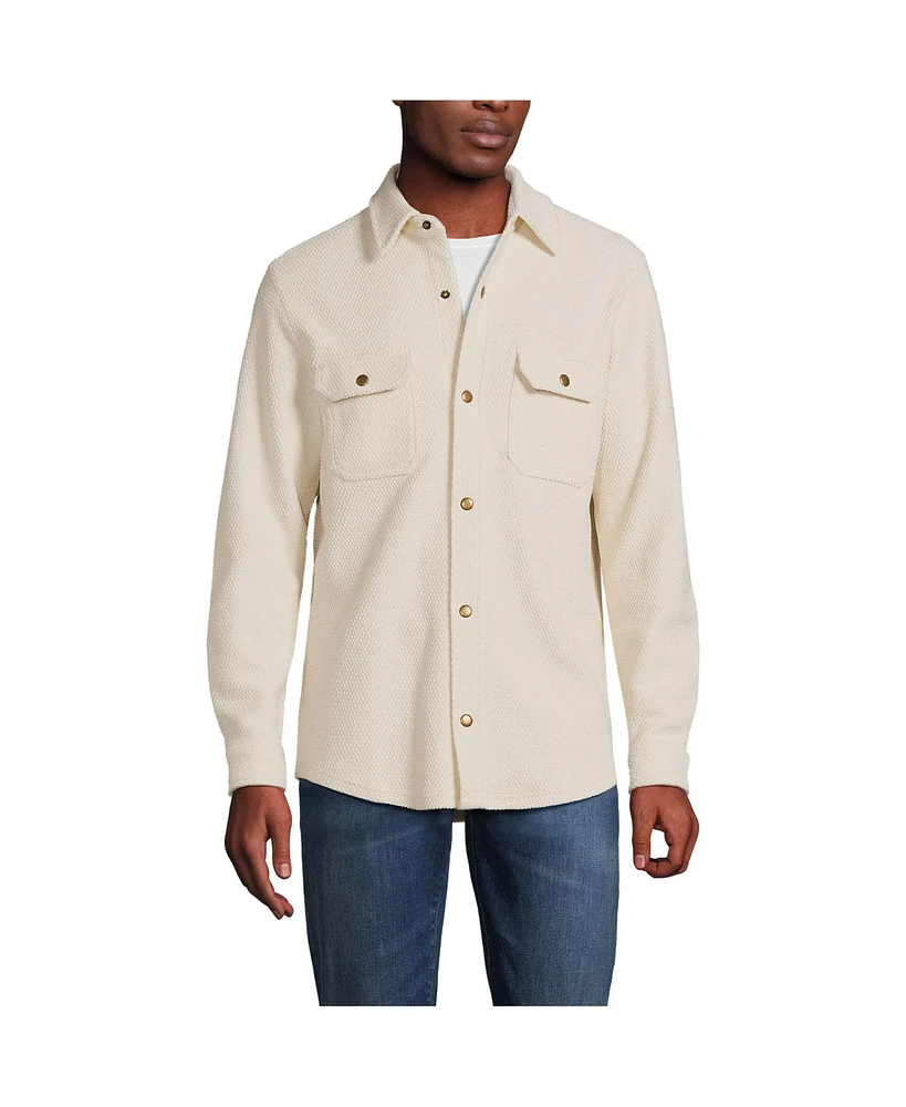 Lands' End Men's Long Sleeve Terry Textured Shirt Jacket