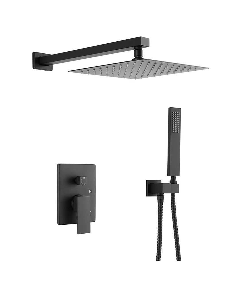 Mondawe Matte Black 10 Inch Square Bathroom Shower Combo Set