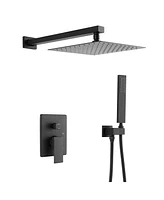 Mondawe Matte Black 10 Inch Square Bathroom Shower Combo Set