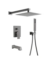 Mondawe Pvd Gun Black Three function Pressure Balance Shower Set with 10 in Shower Head(Valve Included)