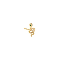 By Adina Eden Tiny Emerald Snake Stud Earring 14K