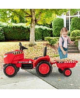 Hongge 12V Kids Ride On Tractor with Trailer and Remote Control-Red