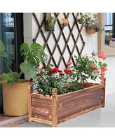 Unho Wood Planter Box Outdoor Garden Rectangular Planter Flowers Box Raised Bed